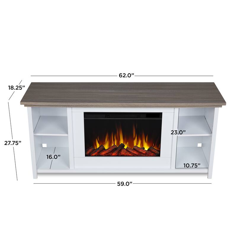 Tramore 62" Slim Electric Fireplace TV Stand in White by Real Flame