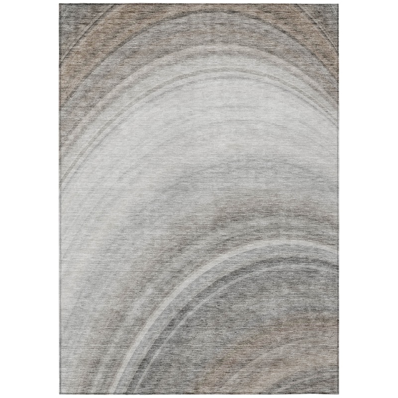 Machine Washable Indoor/ Outdoor Chantille Abstract Wave Rug