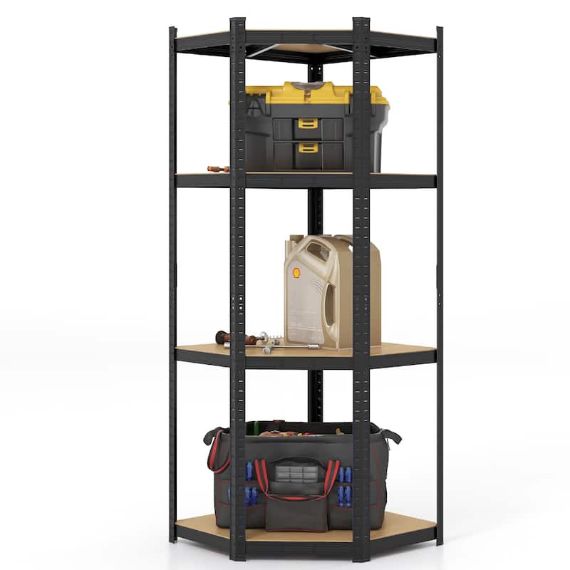 Gymax 4-Tier Adjustable Garage Storage Utility Rack Corner Shelving - Black