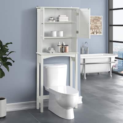 Toilet Bathroom Storage with Adjustable Shelf Collect Cabinet