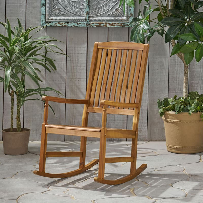 Rocking Chair Outdoor, Outdoor Acacia wood Rocking Chair, Rocker Patio Rocking Chair for Porch, Patio, Balcony