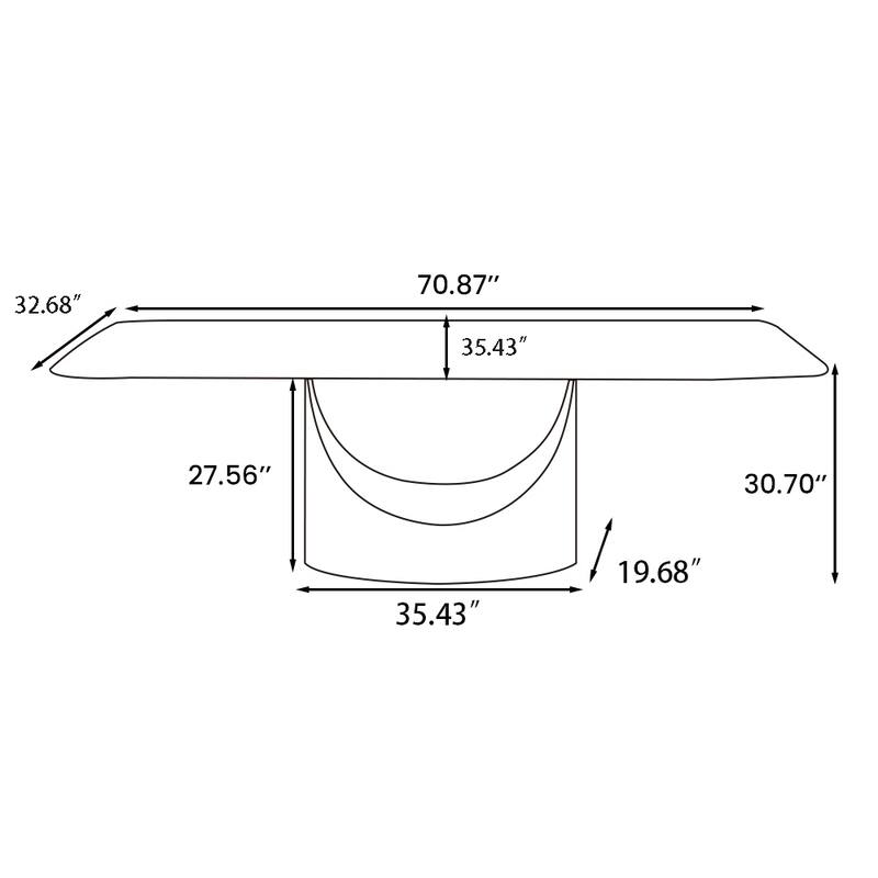 63"-94" Hobart Modern Dining Table with Rectangular Sintered Stone Tabletop and Carbon Steel Leg for 4-10