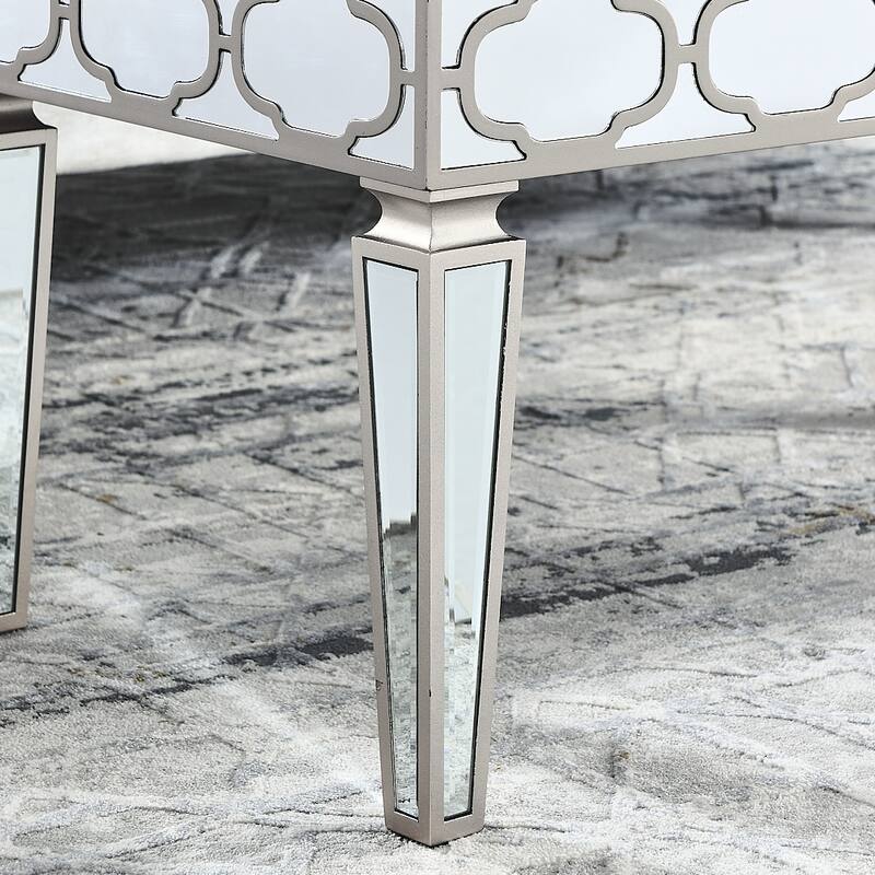 Elegant Shiny Silver Mirror Coffee Table, Cocktail Table Bed Bath