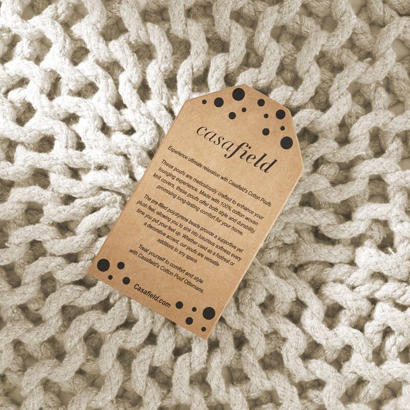 Cotton Pouf Ottomans Knit Foot Stool Pouffes for Living Room