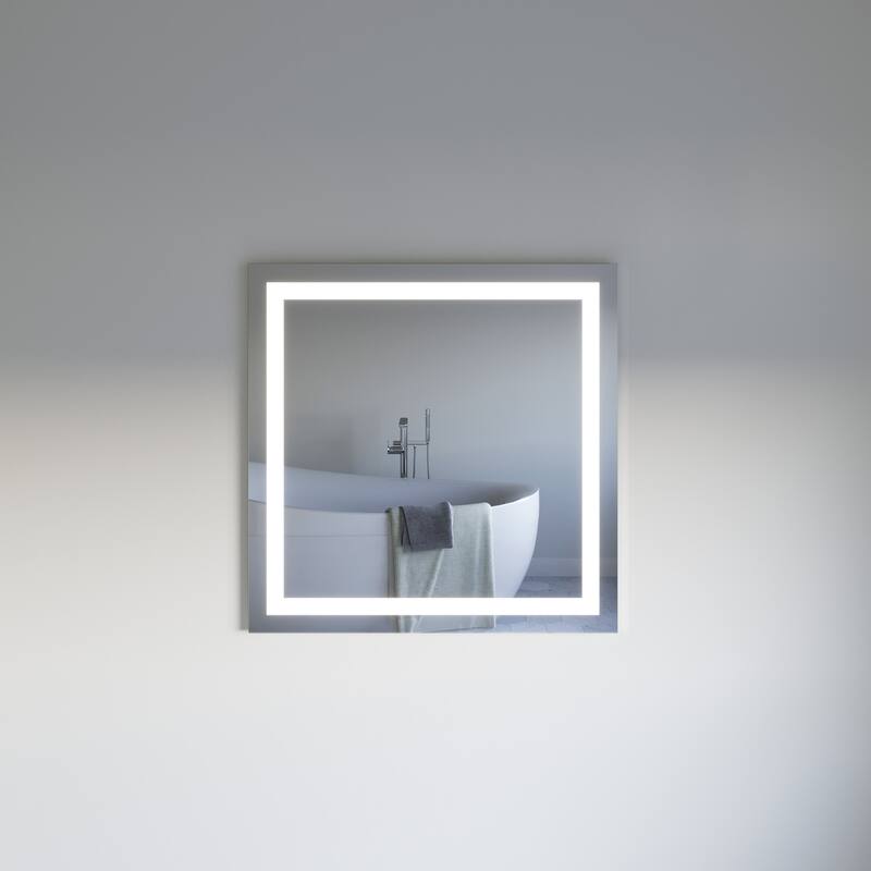 Fresca FMR023636 Santo 36" W x 36" H Modern Square Aluminum Frameless - Silver