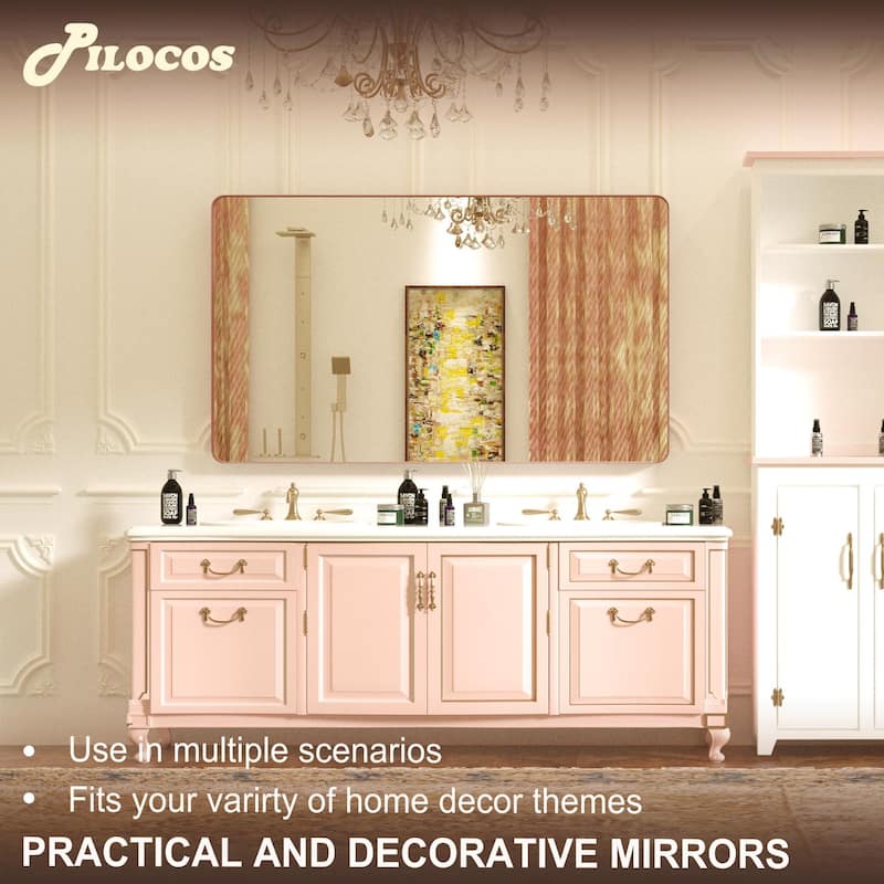 Rectangle Bathroom Mirror for Vanity Wall Mounted Vertical Horizontal Makeup Mirror