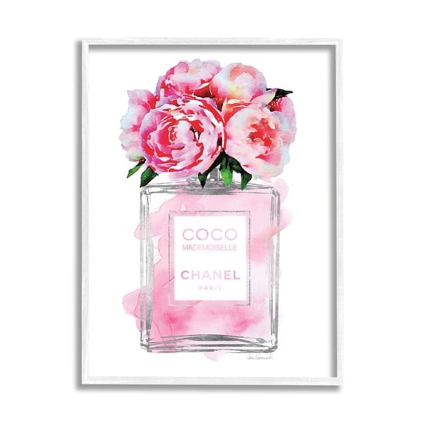 Glam Perfume Bottle V2 Flower Silver Pink Peony Framed Wall Art - Bed Bath  & Beyond - 34488746