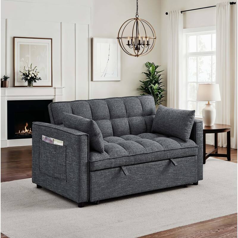 Anmytek Convertible Tufted Sienna Sleeper Sofa - Grey
