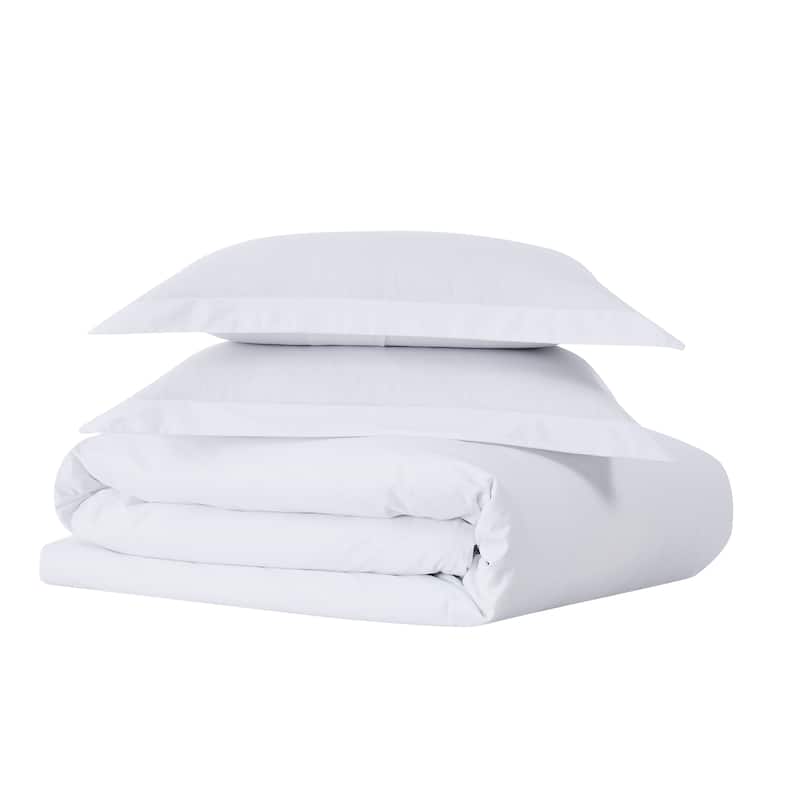 Cannon Classic Cotton Solid Percale Duvet Cover Set - White - King