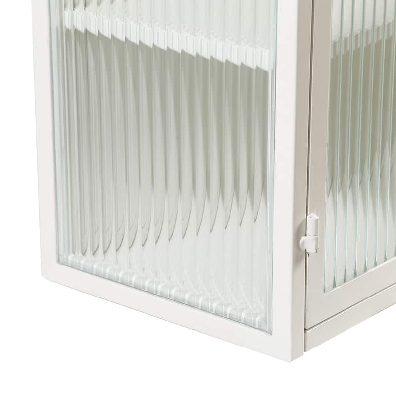27.56"Glass Doors Modern Two-door Wall Cabinet with Featuring Three-tier Storage,White