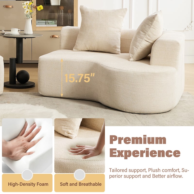 XINMICS 106.3'' Modern Modular Sectional Sofa, 4 Seater U-Shaped Compression Couch with 4 Throw Pillows, No Assembly Required