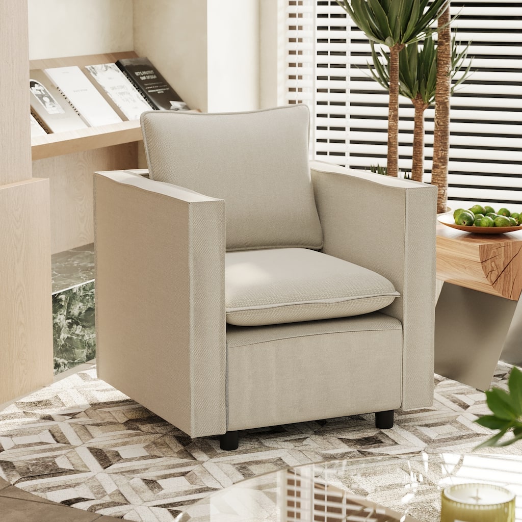 Beige Linen Single Sofa Chair, 25x26x23 inches, Comfortable and Versatile