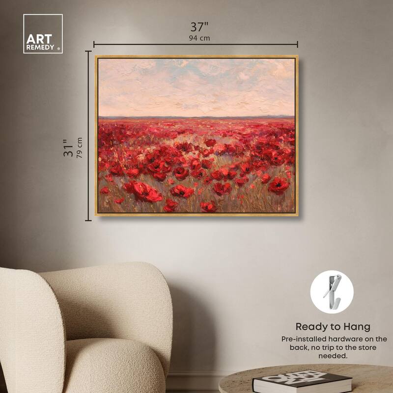 Sea of Red Poppies I Canvas by Art Remedy