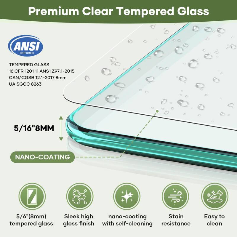 60" W x 74" H Door Double Sliding Frameless Shower Door with 8mm easy clear Tempered Glass