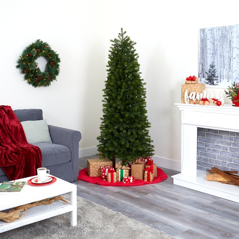 6.5ft. Slim Spruce Artificial Christmas Tree with 450 Warm White Micro LED Lights - Sleek Remote-Controlled X-Mas Tree