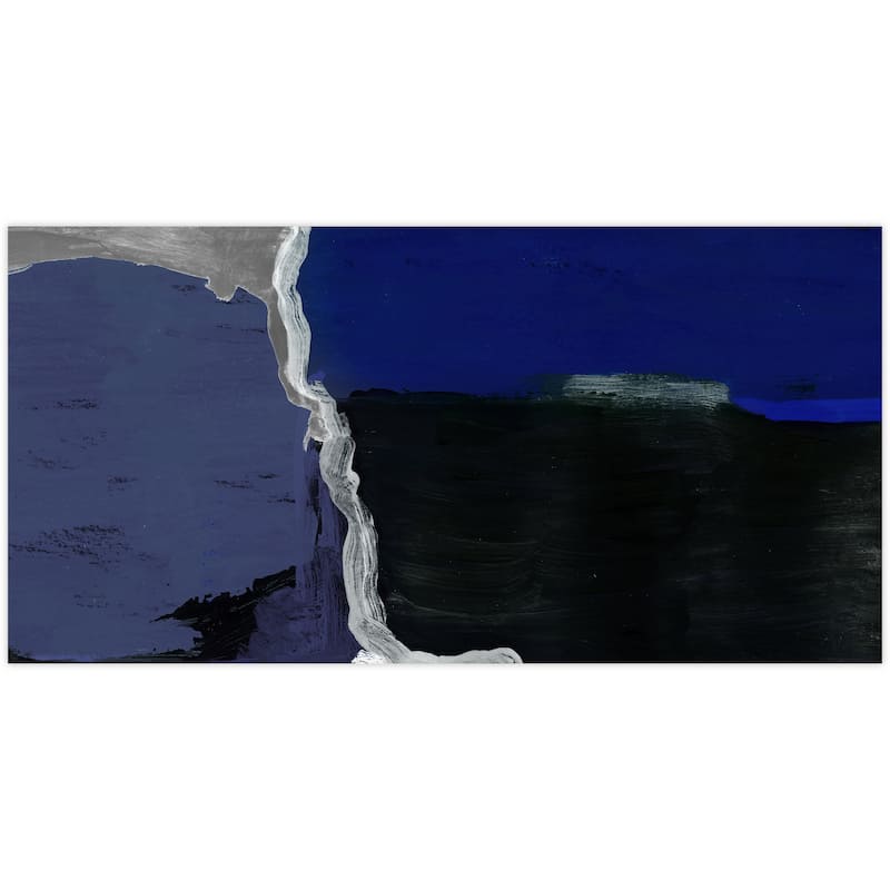 "Cobalt Abstract 2B" Frameless Free Floating Tempered Glass Panel Graphic Wall Art