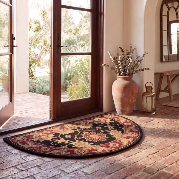 slide 2 of 53, SAFAVIEH Handmade Classic Treva Traditional Oriental Wool Rug 2'3" x 4' Half-Moon - Black/Burgundy - Novelty