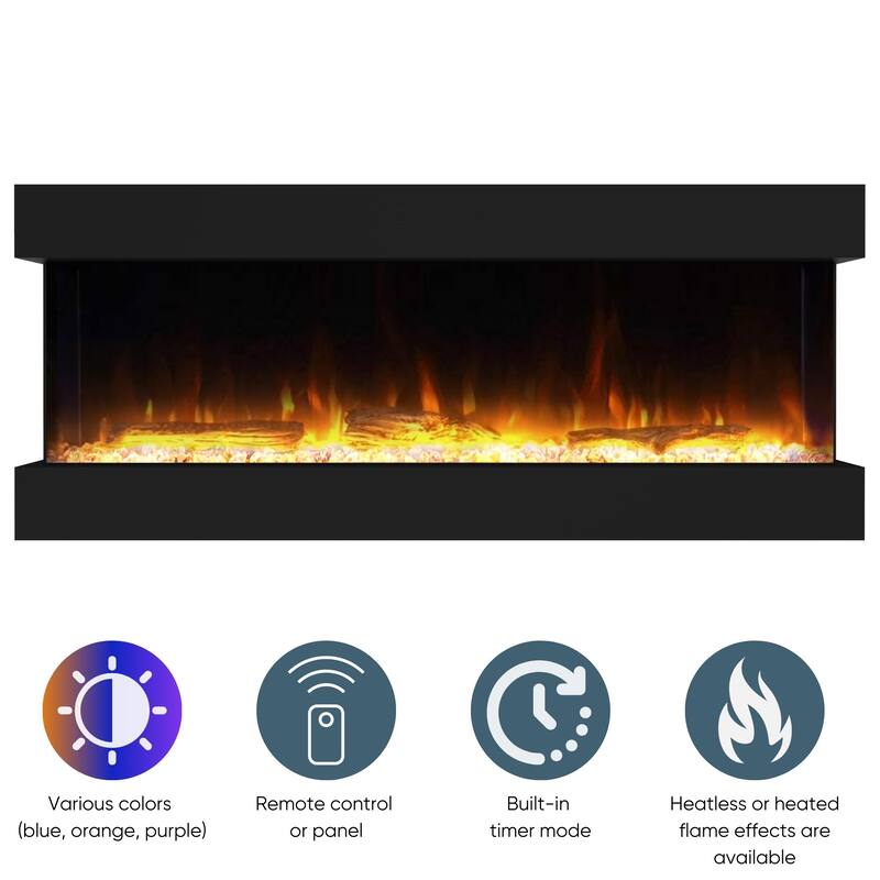Electric Fireplace Heater with Multi Color Flam