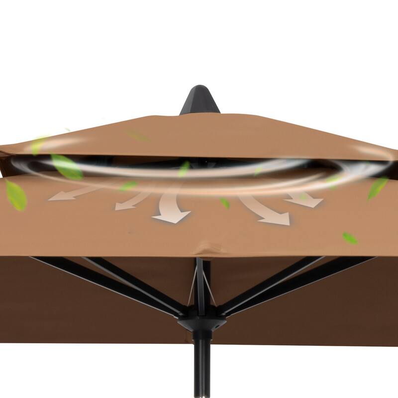 VredHom 10 x 6.5 Ft Double Top Market Patio Umbrella with Tilt-and-Crank