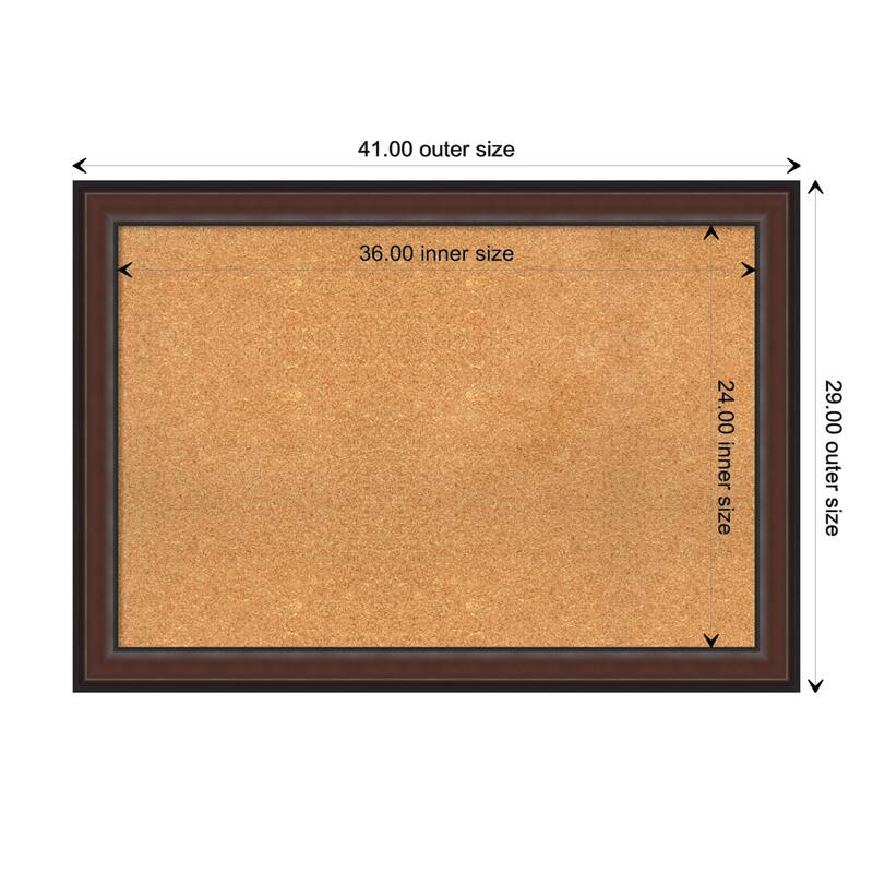 Harvard Walnut Framed Natural Corkboard Bulletin Board - Board Size 36x24