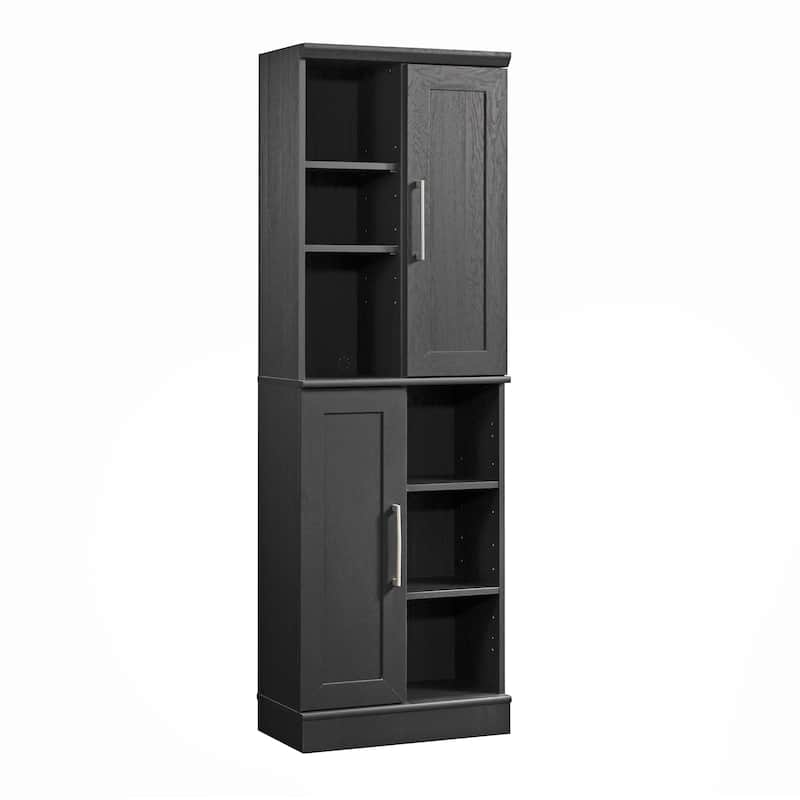 Wood Storage Cabinet with Multipurpose Storage, Black Brown - 23.31"W x 12.99"D x 71.42"H