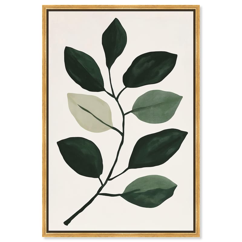 Green and Grey Branch II Canvas by Art Remedy - 10" x 15" - Gold