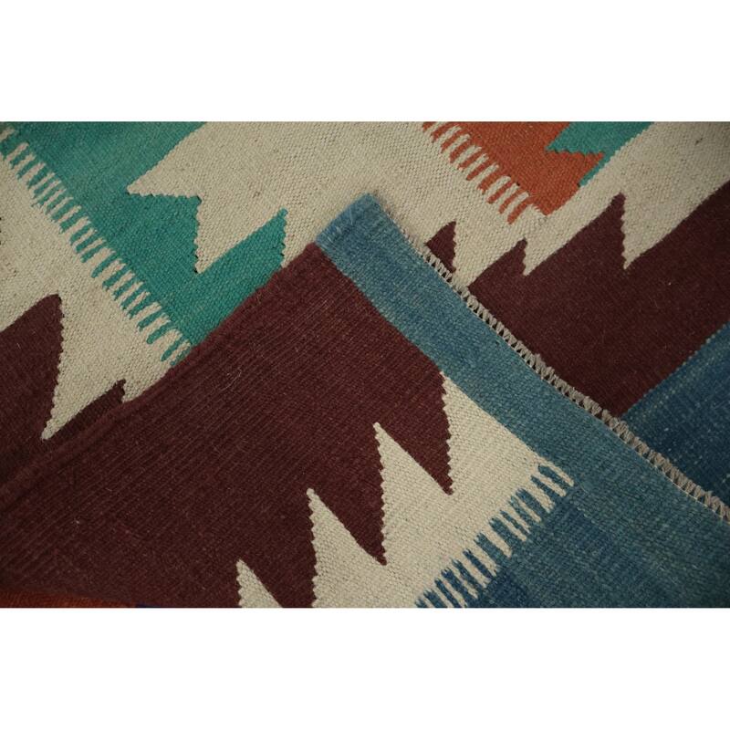 Hand Woven Oriental 100% Wool Carpet Southwestern Tribal Multi-Colored Kilim Area Rug - 10' 0'' X 8' 8''