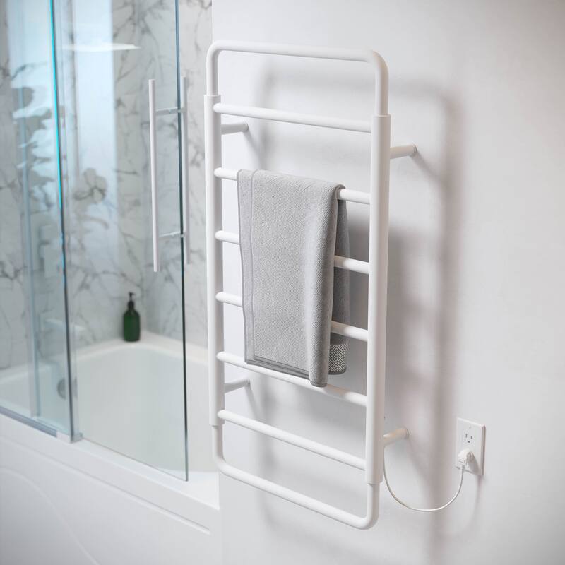 Ivy 8-Bar Electric Towel Warmer In Matte White - 19.69" x 40.94" x 4.45"