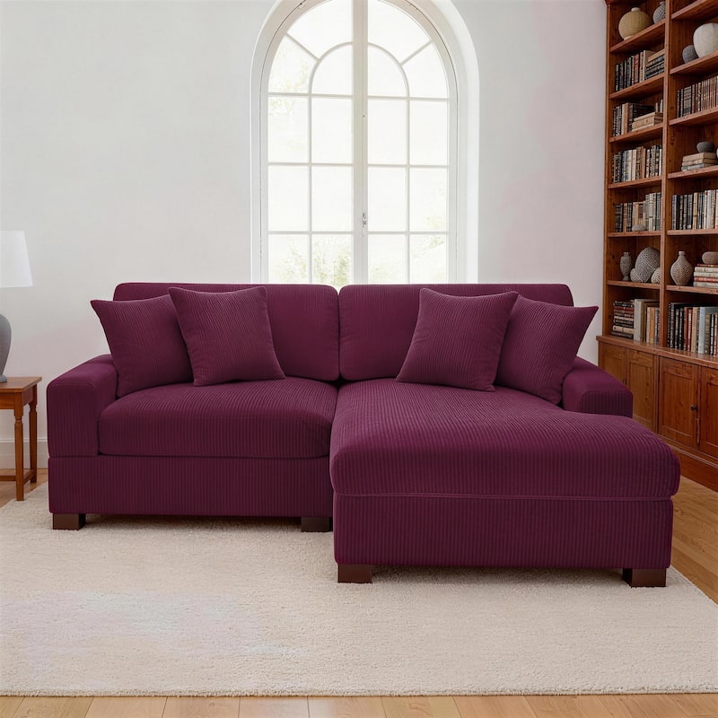 Oversized L-shaped Modular Sectional Sofa with Chaise Lounge - Purple-2 Piece - Right Facing