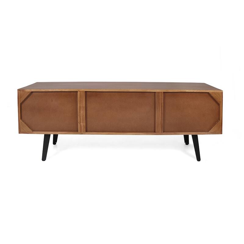 57.9" TV Stand with Two Closed Cabinets and Open Shelves for Living Room