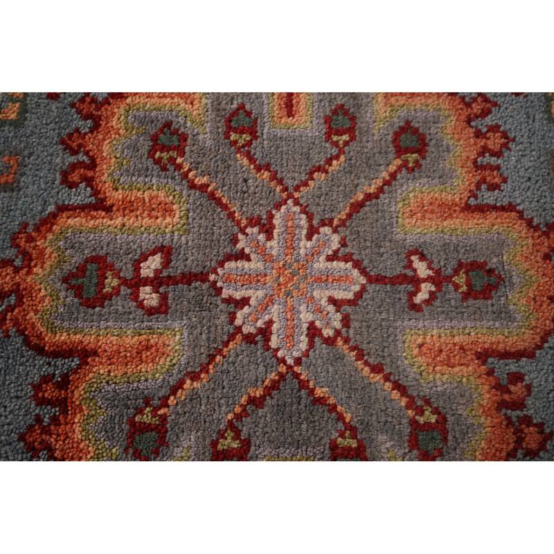 Geometric Kazak Indian Area Rug Hand-Knotted Wool Carpet - 4'0"x 5'9"