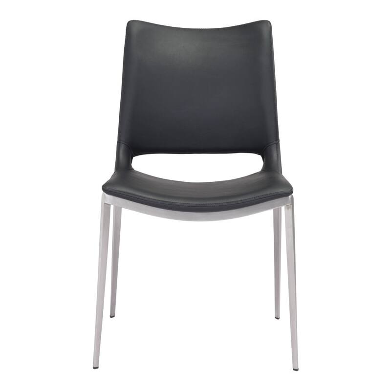 Set of 2 Dining Side Chairs with Silver Legs and Stainless Steel Frame - 22.2” x 21.3” x 35”
