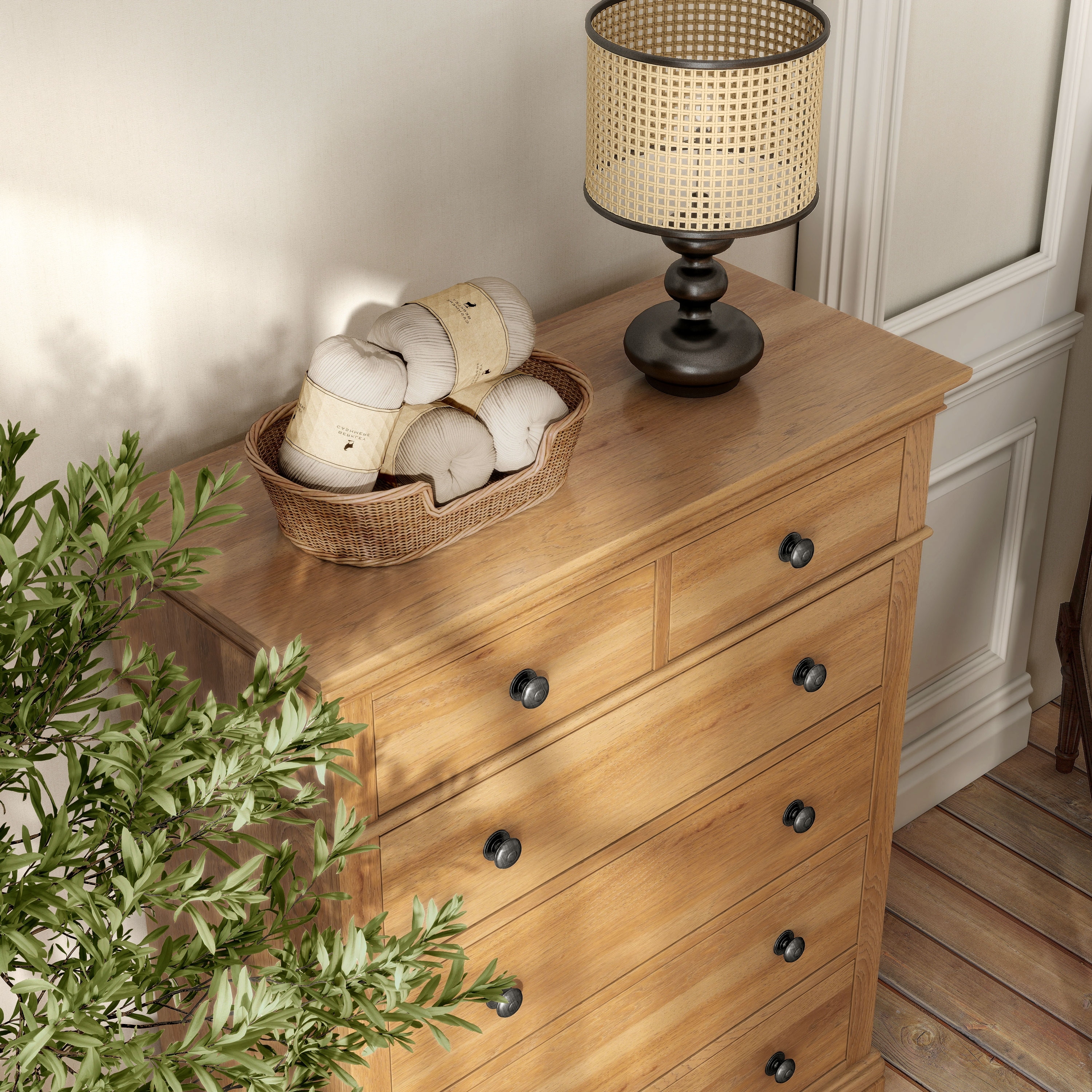 Furniture of America Wellington Farmhouse Natural Oak Wood 5