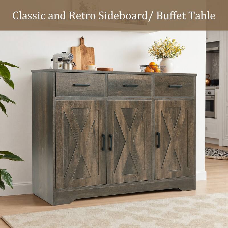 Traditional 3 Drawer Sideboard Storage Cabinet