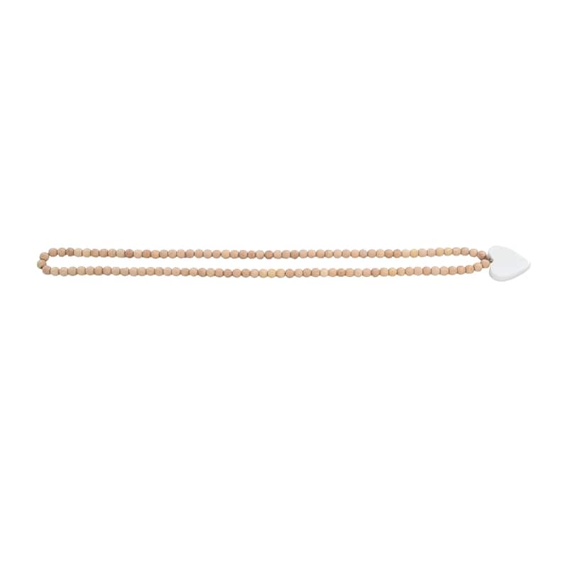 Sagebrook Home Acacia Wood Bead Garland with Marble Heart Accent