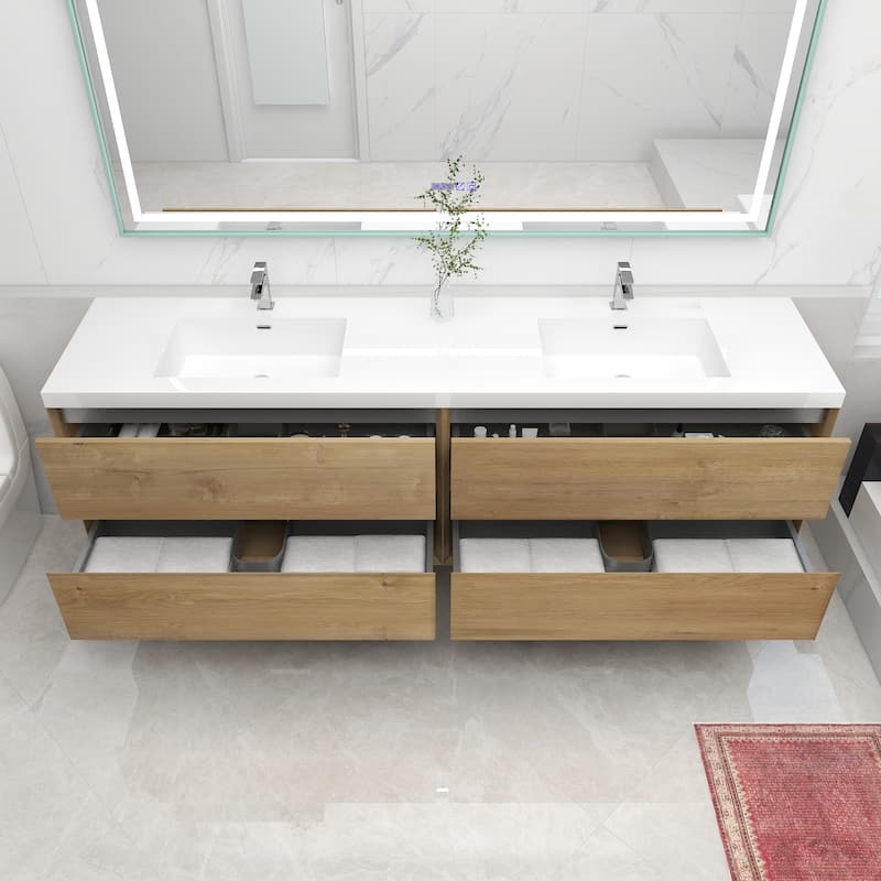 Selina 84" Wall Mounted Vanity with Double Sink - 84