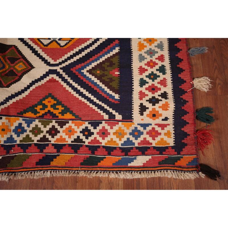 Kilim Qashqai Persian Area Rug Flatweave Wool Carpet - 5'4"x 8'1"