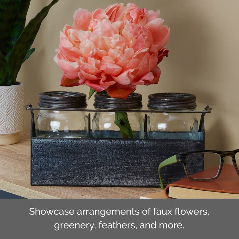 Elements Metal Carrier with Glass Mason Jars