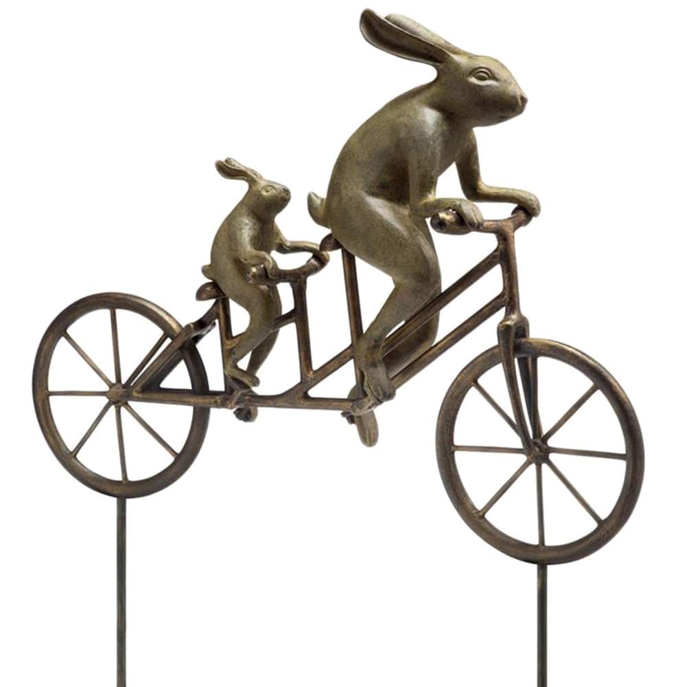 Tandem Bicycle Bunnies Garden Statue Indoor Outdoor - 28.5 X 28 X 8 inches
