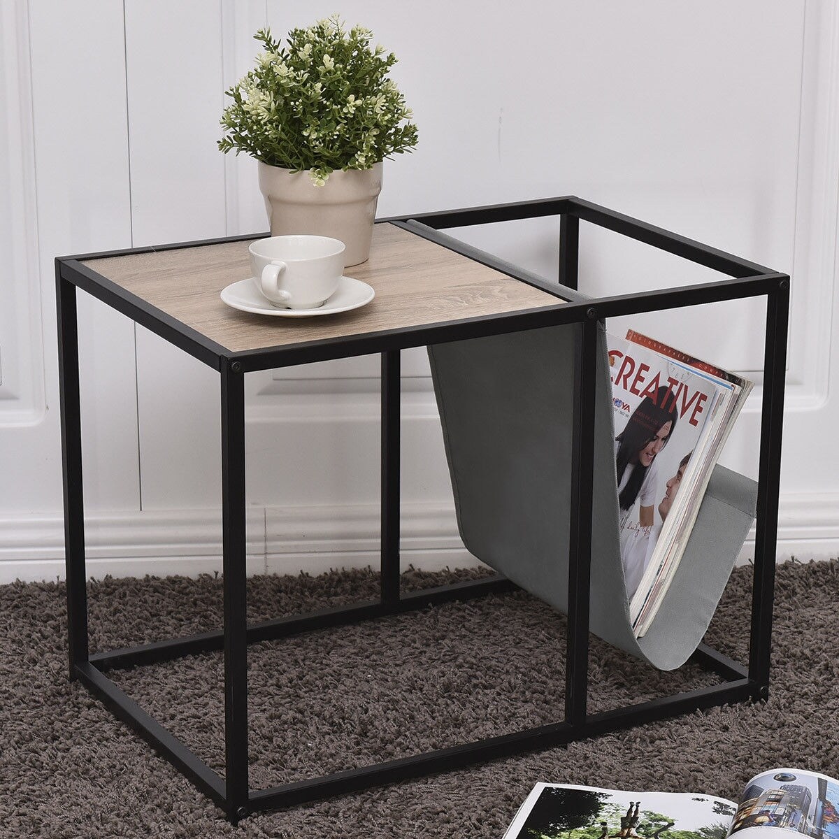 Shop Gymax End Table Side Accent Metal Magazine Organizer Living