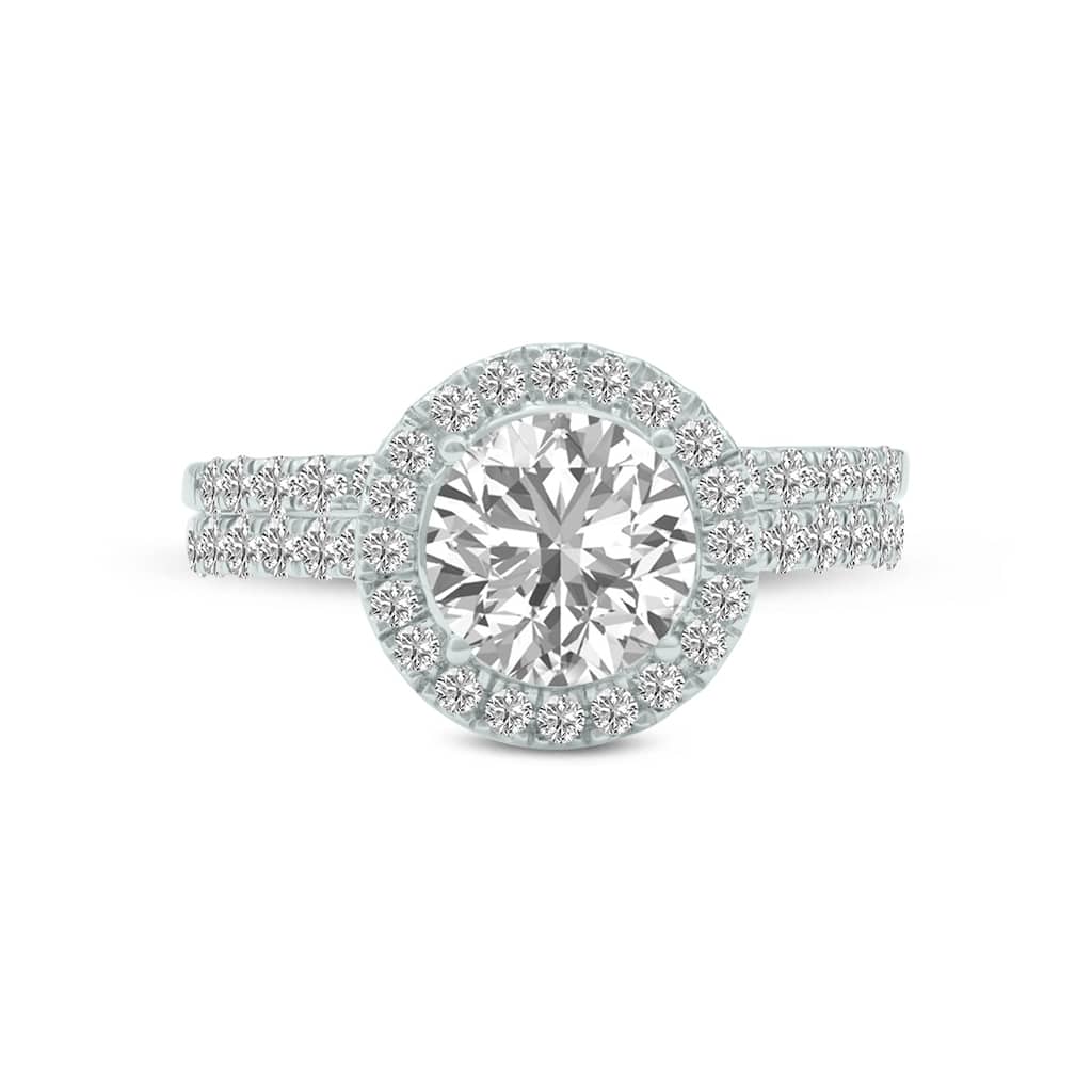 Marquee 4 1/3 Carat TW Round Cut Lab Grown Diamond Halo Bridal Set in 14Karat White Gold