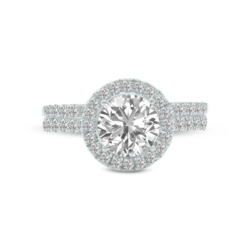 Marquee 4 1/3 Carat TW Round Cut Lab Grown Diamond Halo Bridal Set in 14Karat White Gold