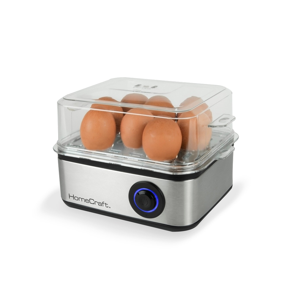 Hamilton Beach Electric Hard Boiled Egg Cooker, 3-in-1: Boiled Egg Cooker,  Poacher & Omelet Maker, Can Hold 7 Eggs, Black with Silver Knob (25500)
