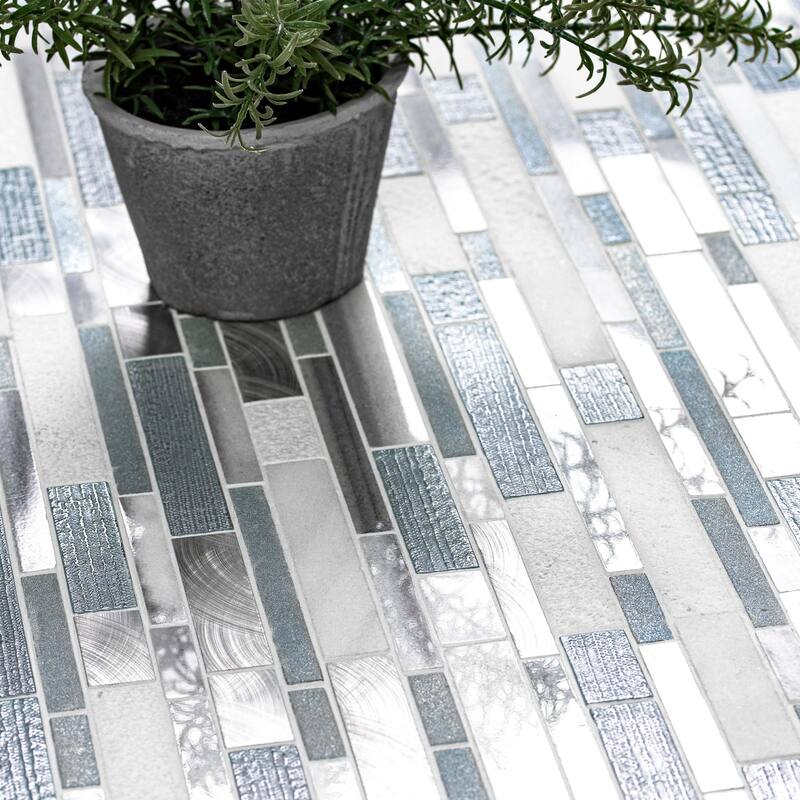 Ackland AKM-SGM-12X12ILX-CA 12" x 12" Glass and Metal and Stone Linear