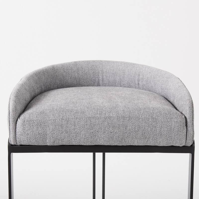 HomeRoots 35" White Nickel Low back Bar Chair - 19.69"W x 20.47"D x 32.68"H