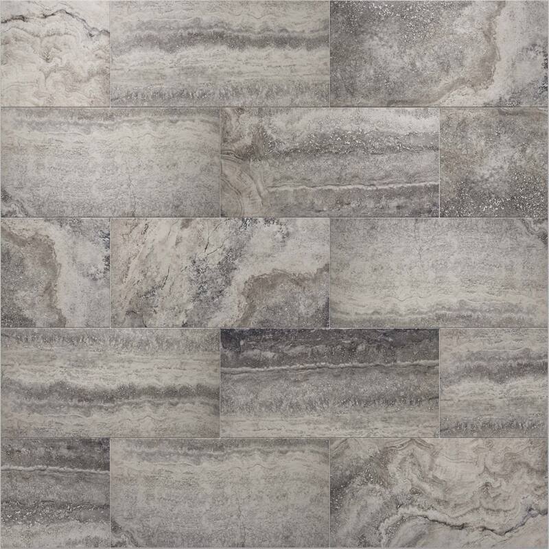 Cruz Bay Studio MKT61152 Tufo - 12" x 24" Rectangle Floor and Wall - Grey Matte