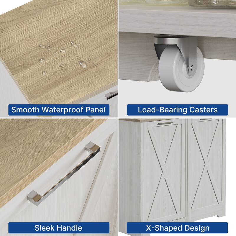 Kitchen Tilt Out Trash Bin Cabinet with Power Outlet