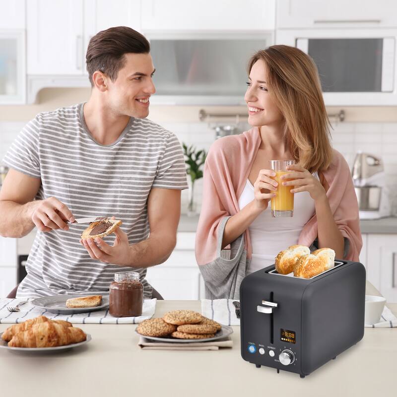 SEEDEEM Toaster 2 Slice, Stainless Steel Toaster with LCD Display