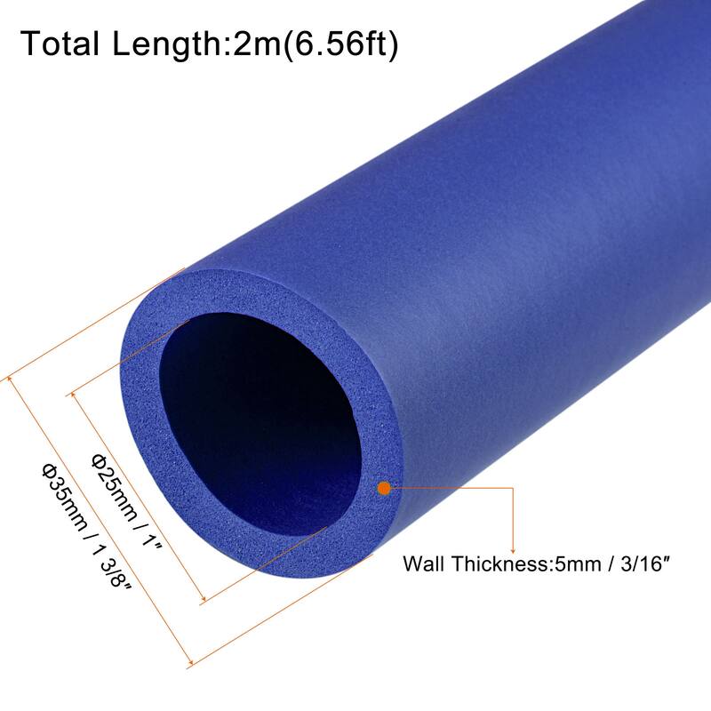 Foam Tubing ID OD Tube Covers for Handle Grip Support Pipe Insulation - Blue - 25mm x 35mm x 2m