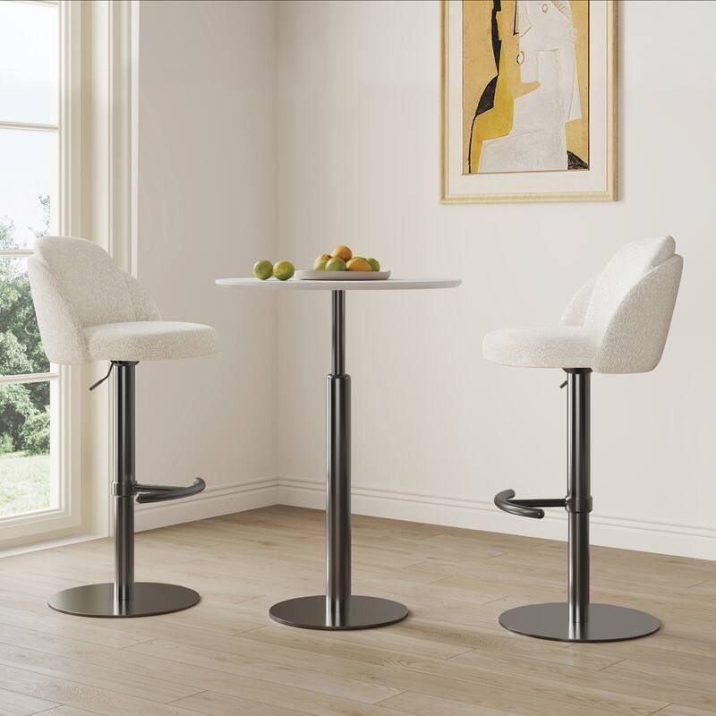 Spruce & Spring Joseph Modern Adjustable Swivel Counter Bar Stools with Back and Arched Footrest